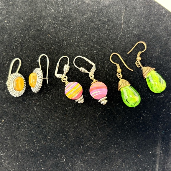 Three Pair of Gorgeous Colorful Drop Earrings - Picture 2 of 5